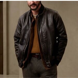 Ban Republic Archives Leather Bomber Jacket XL